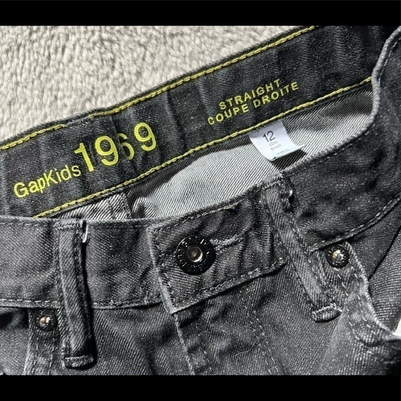 𝅺gap Black Denim Jeans With Adjustable Waist, Youth Boy’s Size 12, VGUC - Picture 2 of 2
